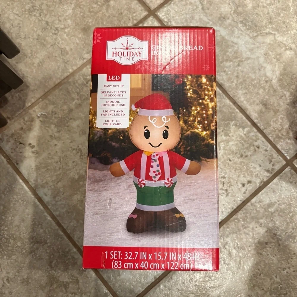 Holiday Time LED Gingerbread Inflatable NEW Man Christmas Decor Santa Elf
